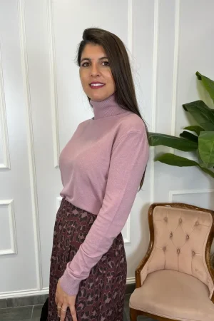 jersey cuello cisne mujer lila